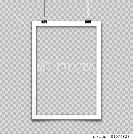 Realistic hanging empty photo card frame, film set. Retro vintage photograph. Digital snapshot image Realistic hanging empty photo card frame, film set. Retro vintage photograph. Digital snapshot image 81074323
