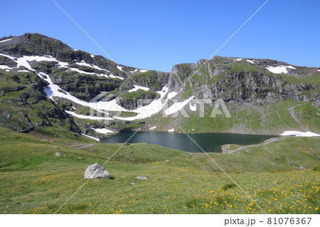 One of the lakes on the Pizol Five Lakes Hike, Lake Schwarzsee. One of the lakes on the Pizol Five Lakes Hike, Lake Schwarzsee. 81076367