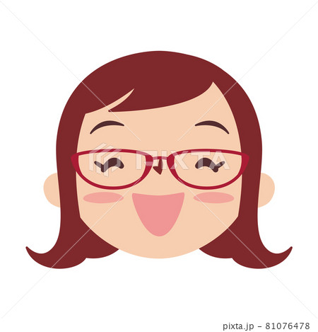 顔アイコンシリーズ 代メガネの女性 笑い顔のイラスト素材