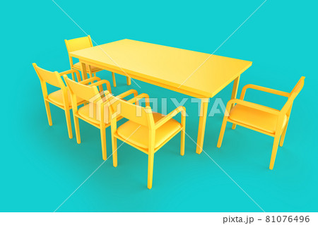 Minimalistic dining table with set of chairs. 3D Rendering 81076496