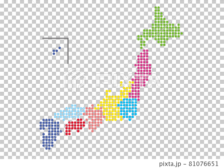 日本地図イラスト_ドット_県名なし_pkml 81076651