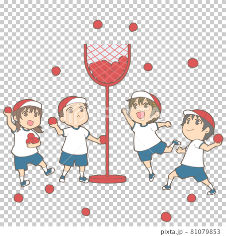 運動会_玉入れ 紅組 81079853