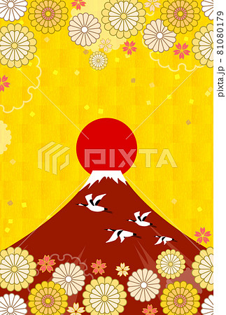 年賀状 年賀はがき 花 鶴 富士山