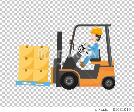 フォークリフトを運転して作業する男性 81081019