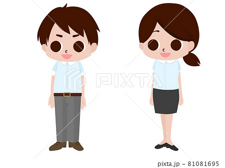 かわいい系 笑顔のクールビズ社員のイラスト素材