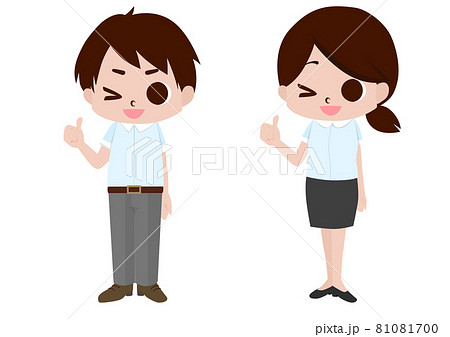 かわいい系 グッドサインをするクールビズ社員のイラスト素材 かわいい系 グッドサインをするクールビズ社員のイラスト素材