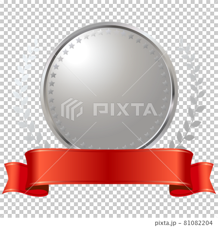 Silver medal icon illustration. Ribbon with... - Stock Illustration ...