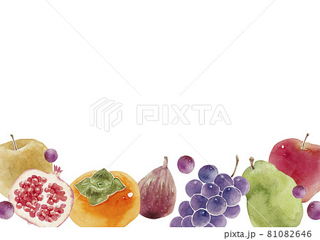 秋 果物 フルーツ 背景 フレーム 水彩 イラストのイラスト素材