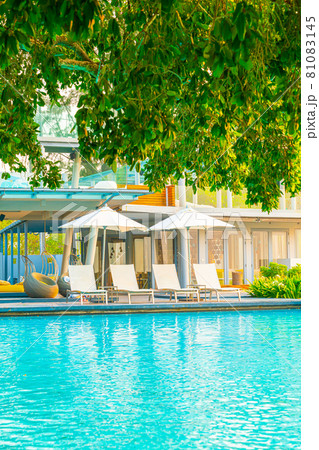 chair pool around swimming pool in hotel resort 81083145