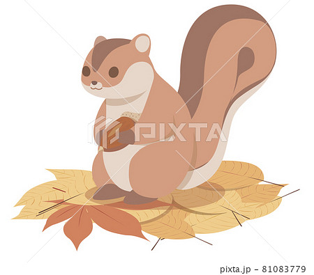 秋の野のリスのイラスト素材