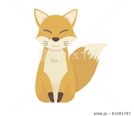 キツネ単体イラストのイラスト素材