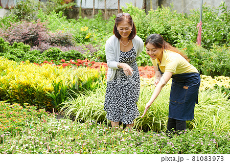 Worker Giving a Tour in Gardening Center 81083973