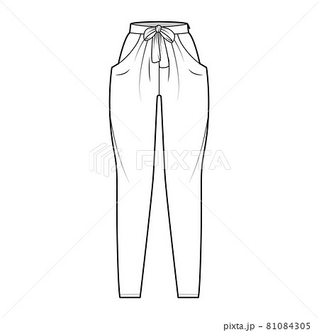 Tapered Baggy pants technical fashion illustration with normal