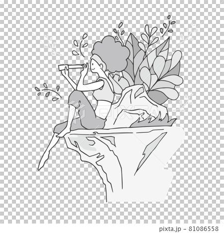 冒険をする行動力のある女性のイラストのイラスト素材