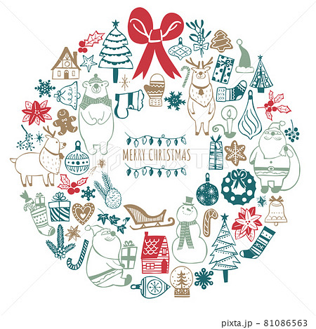 クリスマスイラスト素材セット 81086563