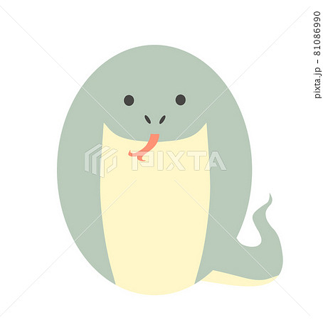 丸くてシンプルなかわいい蛇のイラスト素材