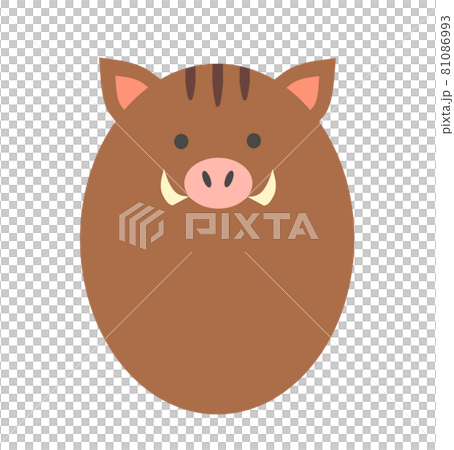 丸くてシンプルなかわいい猪のイラスト素材