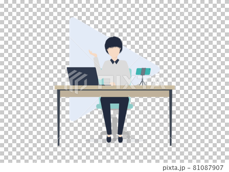 拍攝、編輯和分發視頻的男性YouTuber的插圖素材 拍攝、編輯和分發視頻的男性YouTuber的插圖素材 81087907