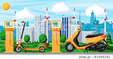 Electric Scooter and Charging Station Electric Scooter and Charging Station 81088282
