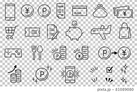 Poi activity and money icon line drawing 81089080