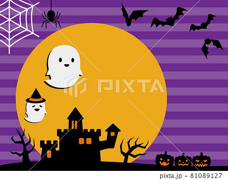 ハロウィンのおばけとお城の背景 ハロウィンのおばけとお城の背景 81089127