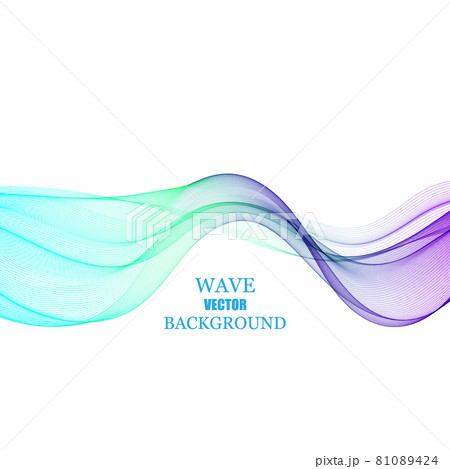 Vector abstract blue and green curved lines transparent wave background. Template brochure design 81089424