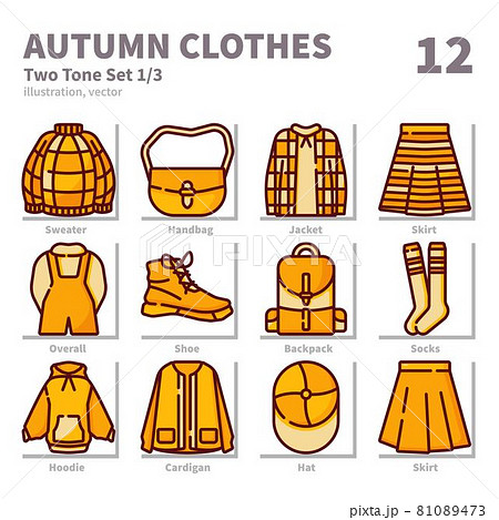 Autumn clothes icons set, Two Tone, vector and illustration set 1 Autumn clothes icons set, Two Tone, vector and illustration set 1 81089473