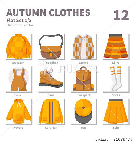 Autumn clothes icons set, Flat, vector and illustration set 1 81089479