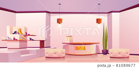 Shoes store interior shop with footgear production 81089677