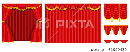 Curtains with lambrequins on the stage of the theater, concert hall. 81090426