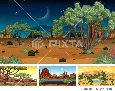 Different nature horizontal scenes in cartoon style Different nature horizontal scenes in cartoon style 81091440