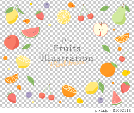 Fruit illustration frame Fruit background template Fruit Cute hand-painted apple Strawberry 81092118