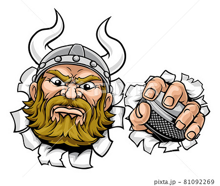 Viking Ice Hockey Sports Mascot Cartoon 81092269