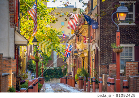 The historic Old City in Philadelphia, Pennsylvania. Elfreth's Alley The historic Old City in Philadelphia, Pennsylvania. Elfreth's Alley 81092429