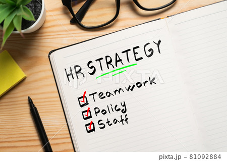 Conceptual plan development hr strategy with notes in notebook Conceptual plan development hr strategy with notes in notebook 81092884