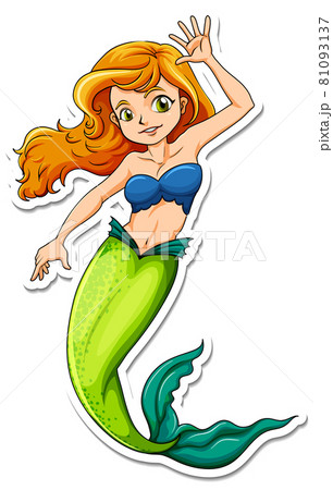 Beautiful mermaid cartoon character sticker 81093137