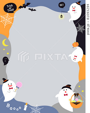 ハロウィン　かわいい　おばけ　フレーム　枠　POP 81093294