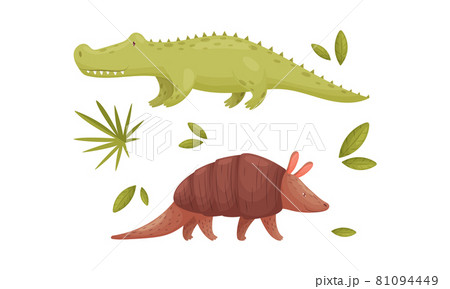 Cute Exotic Animals Set Crocodile And のイラスト素材