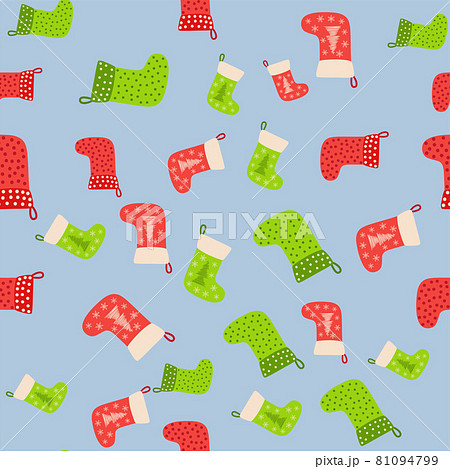 Christmas background with green, red stockings, wrapping paper and background image Christmas background with green, red stockings, wrapping paper and background image 81094799