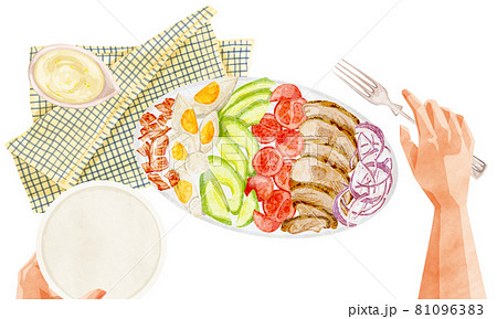 コブサラダの手描き水彩風イラスト 81096383