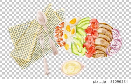 手繪水彩風格的科布沙拉插圖 手繪水彩風格的科布沙拉插圖 81096384