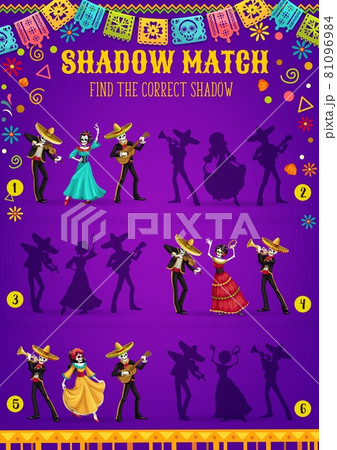 Dia de los Muertos skeletons shadow match game Dia de los Muertos skeletons shadow match game 81096984