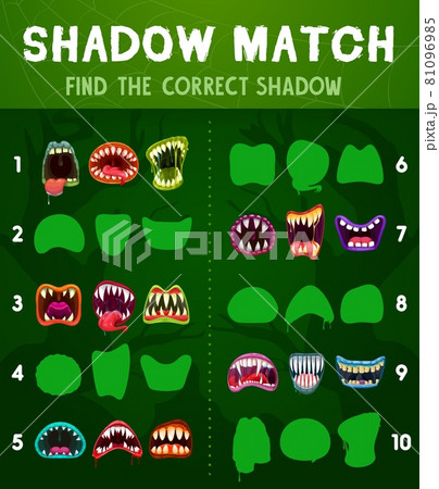 Child shadow matching game with monsters maws Child shadow matching game with monsters maws 81096985