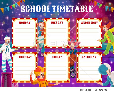 Circus clowns, school education timetable schedule Circus clowns, school education timetable schedule 81097011