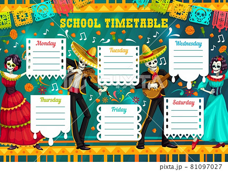 School timetable with Day of the Dead skeletons School timetable with Day of the Dead skeletons 81097027