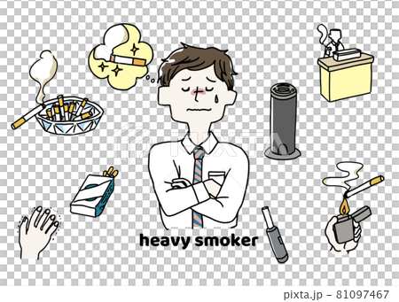 タバコにまつわるイラストセット 81097467