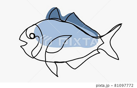 Doodle freehand sketch continuous drawing of fish. 81097772