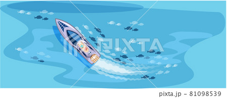 Set of yachts maritime ships at sea, shipping boats. Water transport boat, vessel vecto 81098539