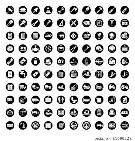 100 vector black industry icons set vector construction industrial sign. 100 vector black industry icons set vector construction industrial sign. 81099228