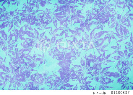 モミジと雲龍和紙/小 水色 背景素材 横 他色有り 81100337